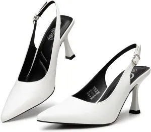 Trary Slingback Heels for Women - Pointed Toe Pumps, Comfortable & Stylish for Parties & Work - 3.2inch High Heels, Rhinestone & Glitter Dressy Shoes