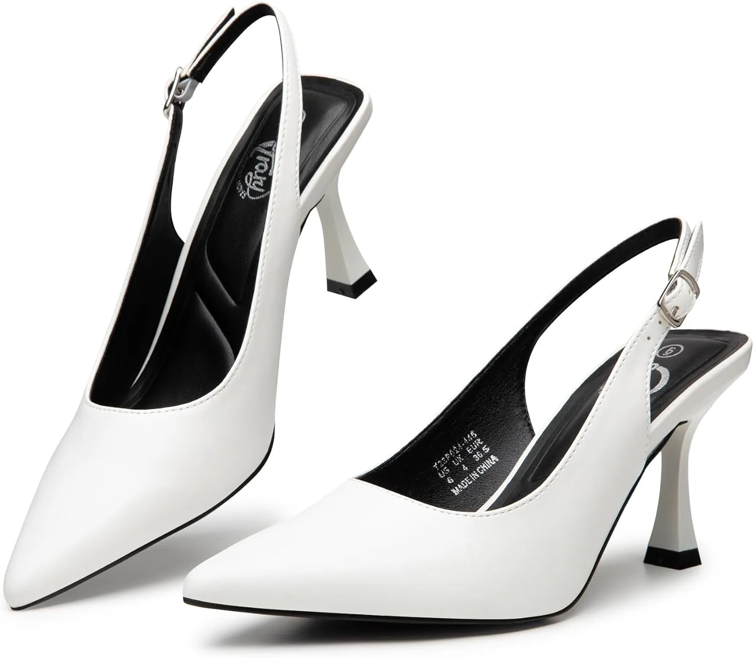 Trary Slingback Heels for Women - Pointed Toe Pumps, Comfortable & Stylish for Parties & Work - 3.2inch High Heels, Rhinestone & Glitter Dressy Shoes