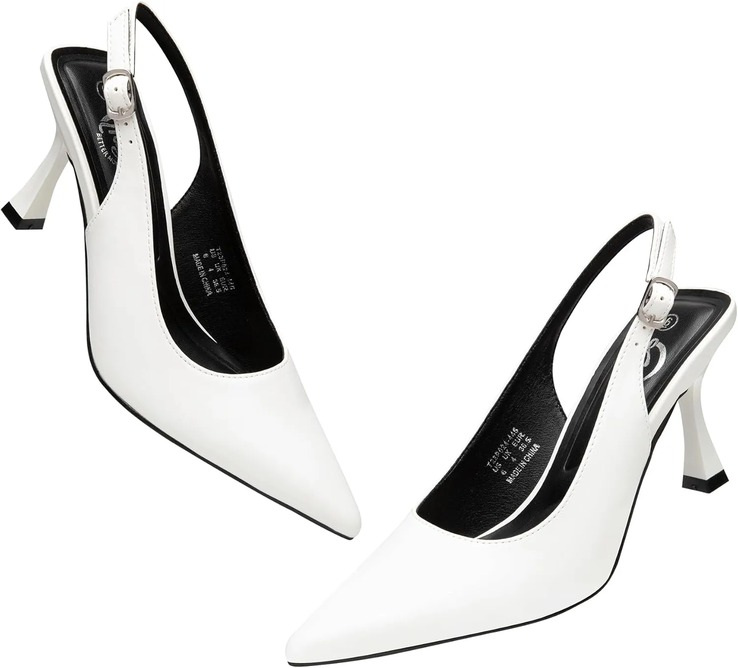 Trary Slingback Heels for Women - Pointed Toe Pumps, Comfortable & Stylish for Parties & Work - 3.2inch High Heels, Rhinestone & Glitter Dressy Shoes
