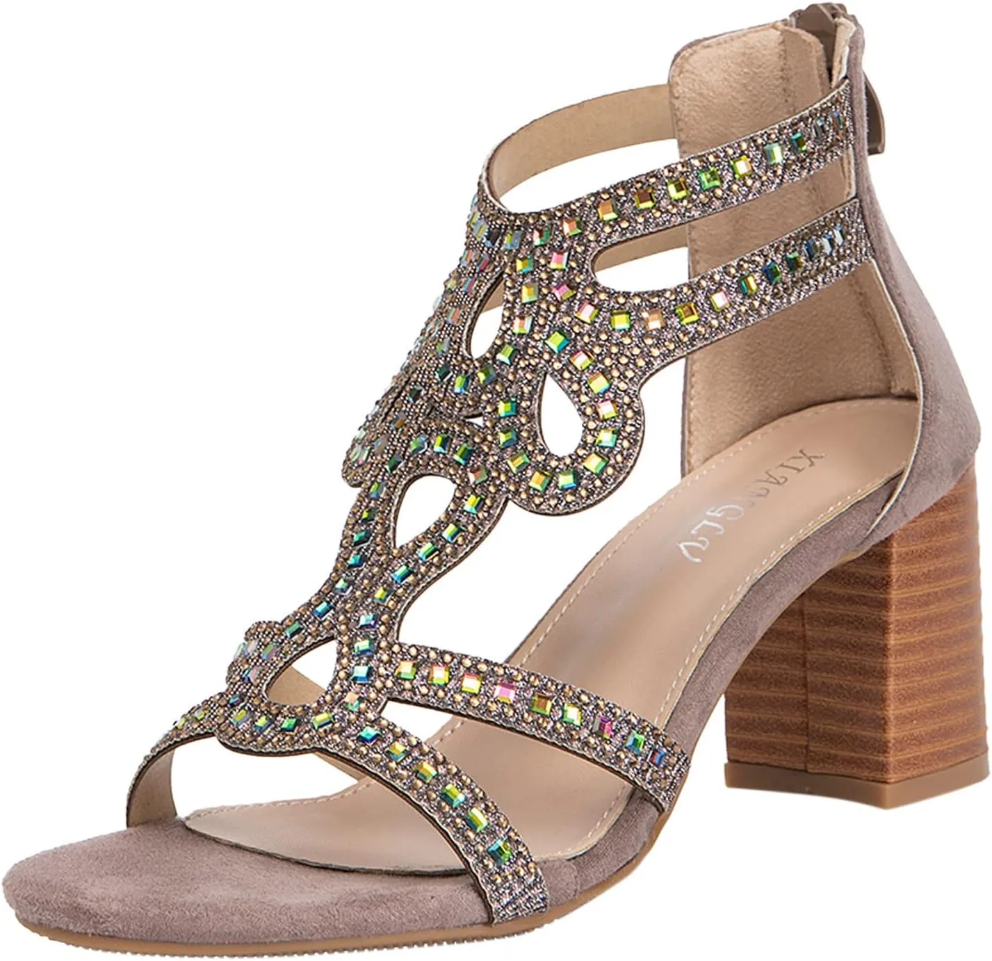 Women's Open Toe Ankle Buckle Heeled Sandals Open Toe Ankle Strap Party Dress Pump Arch Support Chunky Shoes
