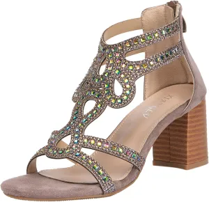 Women's Open Toe Ankle Buckle Heeled Sandals Open Toe Ankle Strap Party Dress Pump Arch Support Chunky Shoes