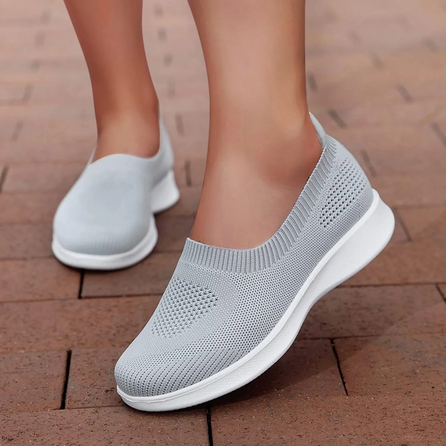 Women's Slip on Sneakers Shoes Woven Orthopedic Breathable Soft Shoes Walking Diabetic Foam Shoes Hands Free Slip in