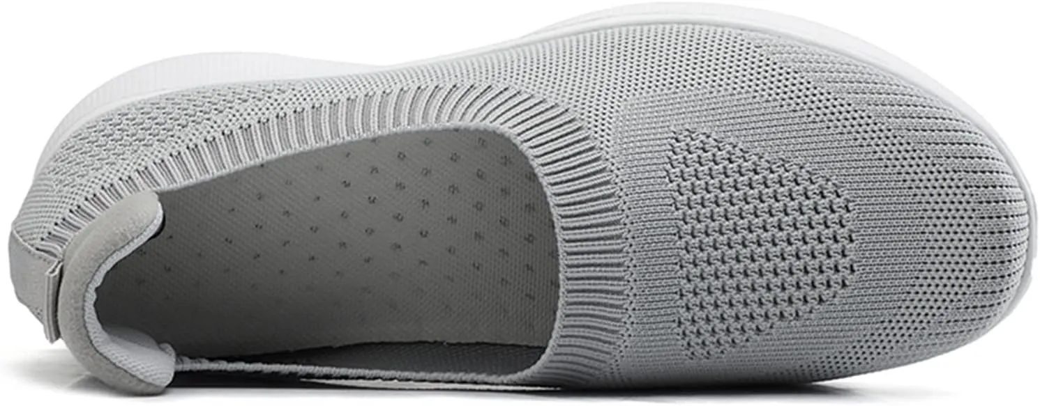 Women's Slip on Sneakers Shoes Woven Orthopedic Breathable Soft Shoes Walking Diabetic Foam Shoes Hands Free Slip in