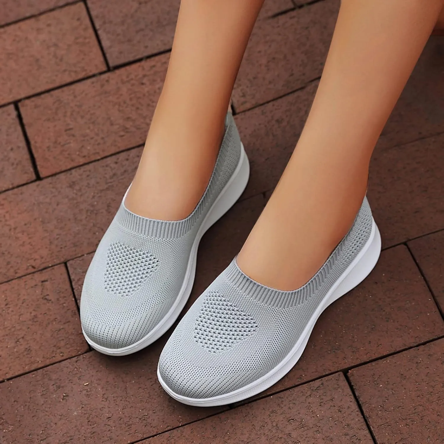 Women's Slip on Sneakers Shoes Woven Orthopedic Breathable Soft Shoes Walking Diabetic Foam Shoes Hands Free Slip in